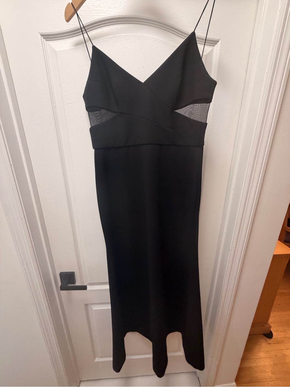 Vera Wang Black Mesh Side Cutout Gown